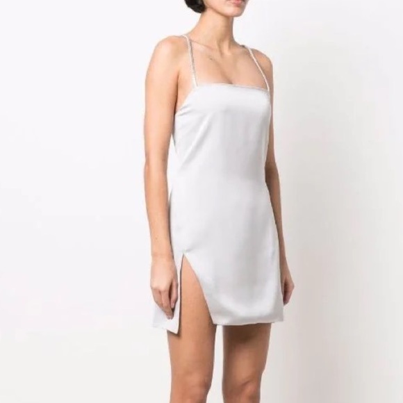 THE ATTICO Fujiko Satin Minidress in Silver sz US 8 IT 44 890$ - Picture 6 of 16